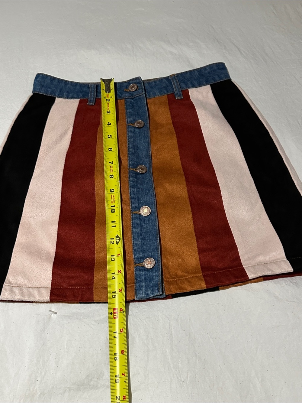 Forever 21 Striped A-Line Mini Skirt in Rust, Mustard, Black, Cream & Denim - Picture 2 of 5